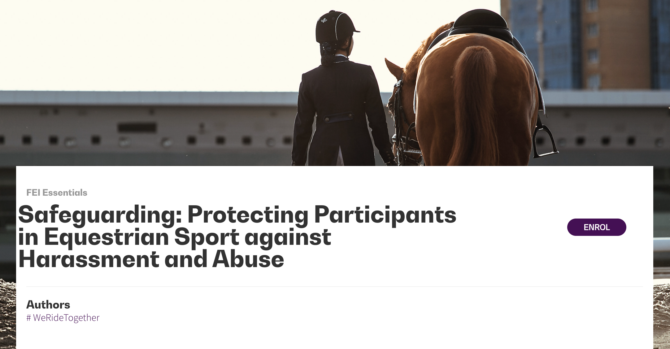 Free and Comprehensive #WeRideTogether Safeguarding Education Course on FEI Campus Educational Platform